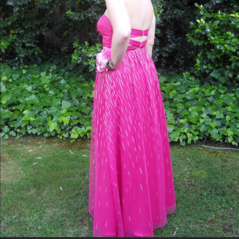 Pink & Silver Full Length Formal Dress - Picture 2 of 4